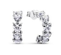 Pandora 293657C01 Silber-Creolen für Damen Funkelnde Herzen Ohrringe