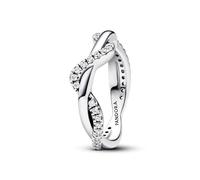 PANDORA Timeless Funkelnde Verschlungene Welle Ring aus Sterling Silber mit Cubic Zirkonia, Größe 52, 193098C01-52