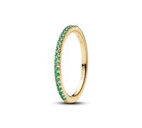 PANDORA Timeless Funkelnder Grüner Halb-Ewigkeits-Ring mit 14K vergoldeter Metalllegierung und künstlichem Kristall, Größe: 50, 162999C03-50