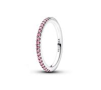 PANDORA Timeless Funkelnder Rosafarbener Pavé-Band Ring aus Sterling Silber mit rosévergoldeter Metalllegierung und Zirkonia, Größe: 48, 182999C01-48