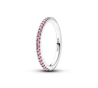 PANDORA Timeless Funkelnder Rosafarbener Pavé-Band Ring aus Sterling Silber mit Zirkonia, Größe: 58, 192999C02-58