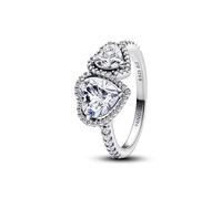 PANDORA Silberring für Damen Funkelnde Halo Herzen 193659C01-54 Ringgröße 54/17,2