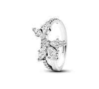 PANDORA Timeless Funkelndes Asymmetrisches Herbarium Cluster Ring aus Sterling Silber mit Cubic Zirkoniastein verziert, Größe: 58, 193023C01-58