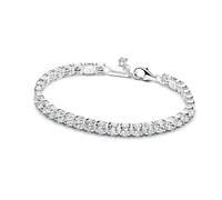 PANDORA Timeless Funkelndes aussdrucksstarkes Tennisarmband aus Sterling Silber mit künstlichen Kristallen, Größe: 18 cm, 593539C01-18