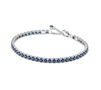 PANDORA Timeless Funkelndes Blaues Tennisarmband aus Sterling Silber mit künstlichen Kristallen, Größe: 16 cm, 591469C02-16