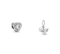 Pandora Timeless Funkelndes erhabenes Herz Charm aus Sterling Silber mit Zirkonia Steinchen & Charm Anhänger Silber Glow in the Dark- Glühwürmchen