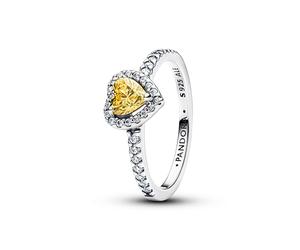 PANDORA Timeless Funkelndes Erhabenes Herz Ring aus Sterling Silber mit Zirkonia und künstlichem Kristall, Größe: 58, 198421C06-58