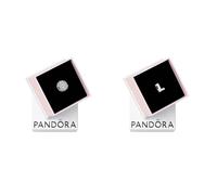 PANDORA Timeless Funkelndes Rundes Pavé-Charm, Zirkonia Moments Collection Moments Buchstabe L - wendbares Alphabet-Charm aus Sterling-Silber, geprägten Herzen und Perlen an der Rückseite