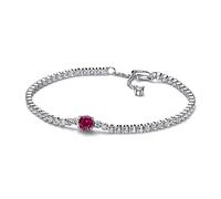 PANDORA Timeless Funkelndes Rundes Pavé Tennisarmband in Sterling-Silber mit Rotem Cubic Zirkonia, Gr. 20, 592403C01-20