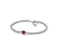 PANDORA Timeless Funkelndes Rundes Pavé Tennisarmband in Sterling-Silber mit Rotem Cubic Zirkonia, Gr. 18, 592403C01-18