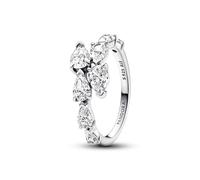 PANDORA Timeless Glitzernder Überlappender Band-Ring aus Sterling Silber mit Cubic Zirkoniastein verziert, Größe: 58, 193004C01-58