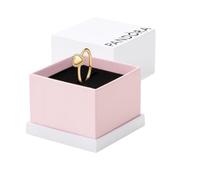 PANDORA Timeless Gravierbarer Herz Strahlenkranz Ring aus 14K vergoldetem Sterling Silber mit Zirkonia, Größe: 48, 163801C01-48