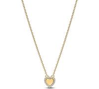 PANDORA Timeless Gravierbares Herz Strahlenkranz Collier-Halskette mit 14k vergoldeter Metalllegierung und Zirkonia, Größe: 45cm, 364364C01-45