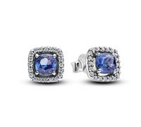PANDORA Timeless Ohrstecker, blauer Kristall, Sterling-Silber - 293551C01