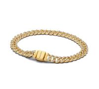 PANDORA Timeless Pavé Cuban Gliederarmband aus Sterling Silber mit vergoldeter Metalllegierung und Zirkonia Größe: 18 cm, 563008C01-18