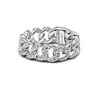 PANDORA Timeless Pavé Cuban Ketten-Ring aus Sterling Silber mit Zirkonia, Größe: 54, 193557C01-54