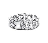 PANDORA Timeless Pavé Cuban Ketten-Ring aus Sterling Silber mit Zirkonia, Größe: 56, 193557C01-56