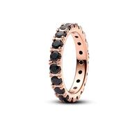 PANDORA Timeless Ring, 14-karätig Roségold-vergoldet, mit schwarzem Kristall