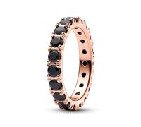 PANDORA Timeless Ring, 14-karätig Roségold-vergoldet, mit schwarzem Kristall