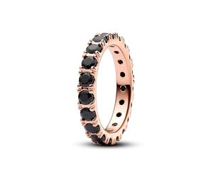 PANDORA Timeless Ring, 14-karätig Roségold-vergoldet, mit schwarzem Kristall