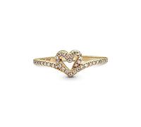 Pandora Timeless Ring Herz und Wishbone, 14-karätig vergoldet, mit klarem Cubic Zirkonia
