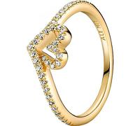 Pandora Timeless Ring Herz und Wishbone, 14-karätig vergoldet, mit klarem Cubic Zirkonia