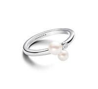 Pandora Timeless Ring, Sterlingsilber, mit weißer, behandelter Süßwasserzuchtperle und klarem Cubic Zirkonia