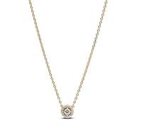 PANDORA Timeless Runder Pavé-Strahlenkranz-Anhänger Halskette aus Sterlingsilber mit vergoldeter Metalllegierung und Zirkonia, 363548C01-45