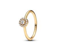 PANDORA Timeless Runder Pavé-Strahlenkranz Ring aus Sterling Silber mit vergoldeter Metalllegierung und Zirkonia, Größe: 54, 163554C01-54