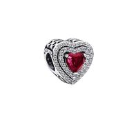 Pandora Charm 799218C02 - Sparkling Red Leveled Heart - Silber - Steinmix Rot