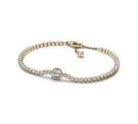 PANDORA Funkelnder Kranz Tennisarmband in 14 Karat Vergoldete Metalllegierung mit Künstlichen Kristallen, Gr.18, 569416C01-18