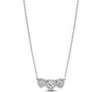 PANDORA Timeless Strahlenkranz Herz Trilogie Collier-Halskette aus Sterling Silber mit Zirkonia, Größe: 45cm, 394412C01-45