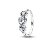 Pandora Damenring 194413C01 Strahlenkranz Herz Trilogie Sterling Silber mit Zirkonia Größe 54