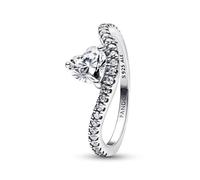 PANDORA Timeless Welliger Pavé Herz Ring aus Sterling Silber mit Zirkonia, Größe: 56, 193661C01-56