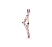PANDORA Timeless Wishbone Funkelnder Rosafarbener Ring aus 14 Karat Rosévergoldeter Metalllegierung mit Cubic Zirkonia, Größe: 54, 186316C02-54