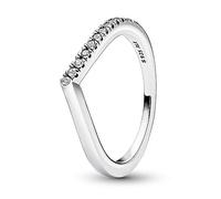 PANDORA Timeless Wishbone Halb Funkelnder Ring aus Sterling-Silber mit Cubic Zirkonia, Gr. 50, 192394C01-50