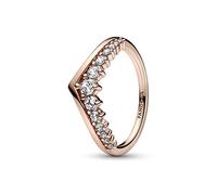 PANDORA Timeless Wishbone Schwebender Pavé-Ring mit 14 Karat rosévergoldeter Metalllegierung und Cubic Zirkonia Timeless Collection, Größe 58, 182320C01-58