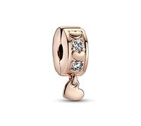PANDORA Unendlichkeits-Herzen Funkelnder Charm-Anhänger aus 14 Karat rosévergoldeter Metalllegierung und Zirkonia - Kompatibel mit PANDORA Moments Armbänder