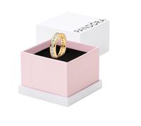 PANDORA Timeless Unendlichkeitsring mit Kanalfassung aus 14K vergoldetem Sterling Silber mit Zirkonia, Größe: 58, 163797C01-58