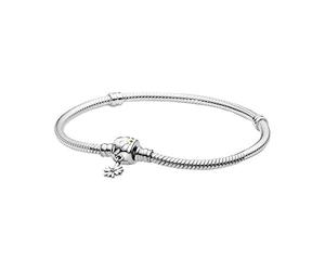 PANDORA verspieltes Gänseblümchen-Verschluss Schlangen-Glierderarmband in Sterling Silber mit Kristallen und Cubic Zirkonia Steinen Moments Collection, Größe 21