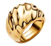 Pandora Damen Statement-Ring 163884C00 – Essence Kollektion, Wellig, 14 Karat Vergoldung – Gr. 52