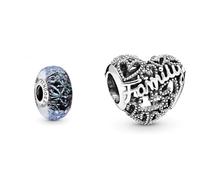Pandora Welliges dunkelblaues Ozean Murano-Glas Charm & Family Herz Charm Sterling-Silber 8,6 x 10,8 x 11,5 mm (T/H/B)
