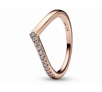 PANDORA Timeless Wishbone Halb Funkelnder Ring aus rosévergoldeter Metalllegierung mit Cubic Zirkonia, Gr. 50, 182394C01-50