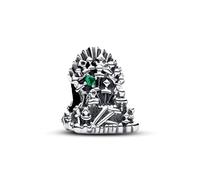 PANDORA X Game of Thrones Der Eiserne Thron Charm aus Sterlin Silber mit künstlichem Kristall in Grün, Kompatibel Moments Armbändern, 792965C01