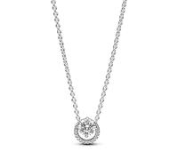 Pandora Halskette 391174C01-45 – Zeitloser runder Strahlenkranz Silber Zirkonia klar 45 cm