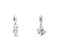Pandora Zweifarbige Hochzeitsringe Charm-Anhänger mit Sterling-Silber und 14 Karat Gold und Cubic Zirkonia Steinen Moments Collection & Charm Ehepaar Brautpaar Hochzeit 798896C01