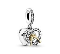 Pandora Charm-Anhänger – Zweifarbiger Jahrestag, Sterling-Silber & 14 Karat Gold, Cubic Zirkonia