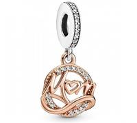 PANDORA Zweifarbiger Mum Charm-Anhänger aus Sterling-Silber und 14 Karat Rosévergoldeter Metalllegierung mit Cubic Zirkonia, 789374C01
