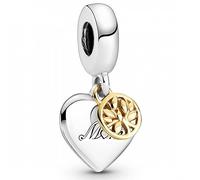 PANDORA Zweifarbiger Stammbaum & Herz Charm-Anhänger aus Sterling-Silber und 14 Karat Gold, 799366C00
