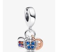 Pandora Zweifarbiges Regenbogenherz, Schmetterling & Frieden Dreifacher Charm-Anhänge